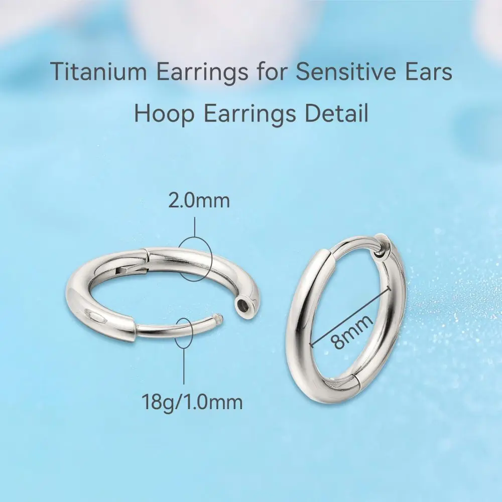 G23 Titanium Huggie Hoop Earrings 12mm Hypoallergenic Cartilage Hinged Sleeper Earrings For Men Women Lightweight Small Hoop