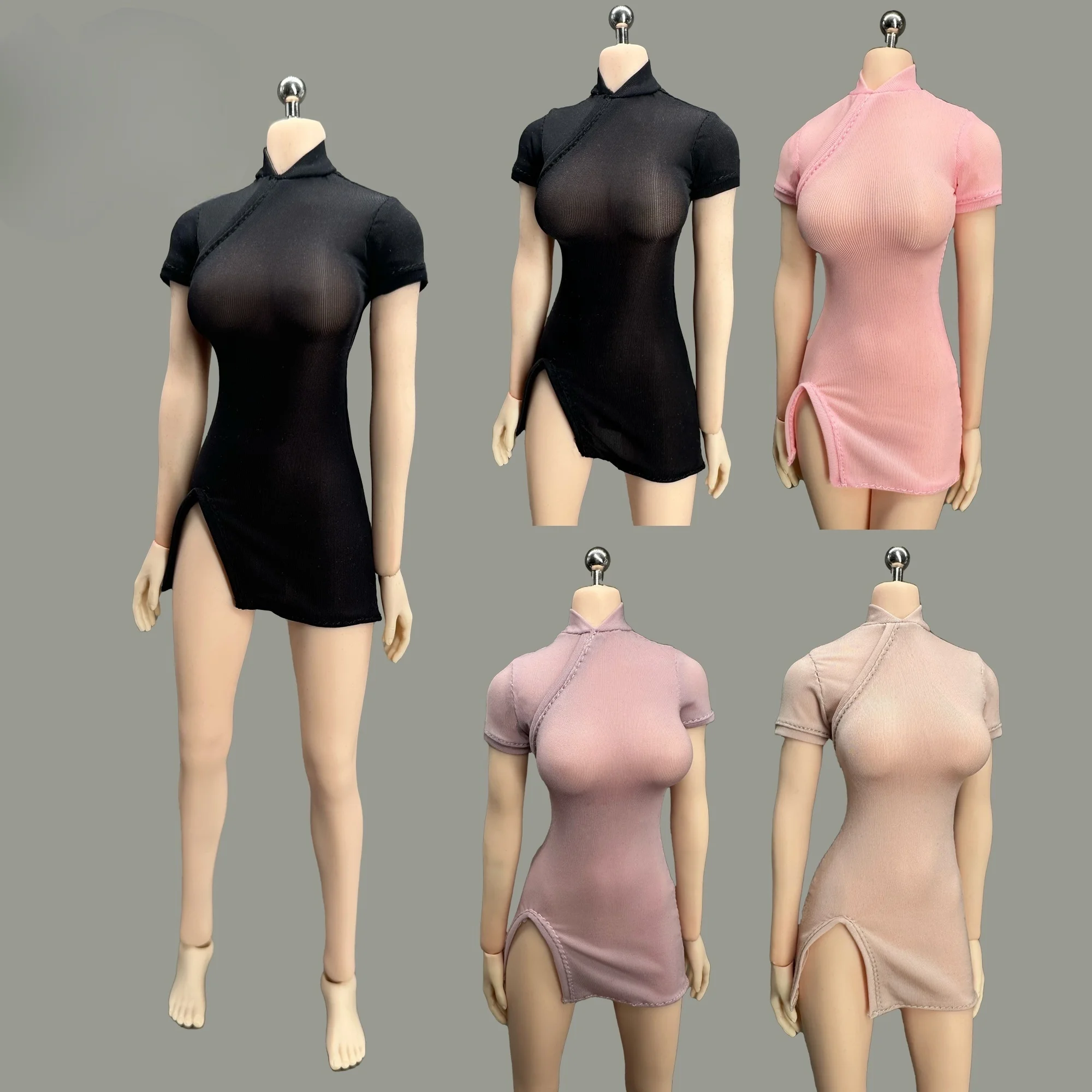 

Короткое эластичное платье Cheongsam 1/6, модель подходит для тела 12 дюймов
