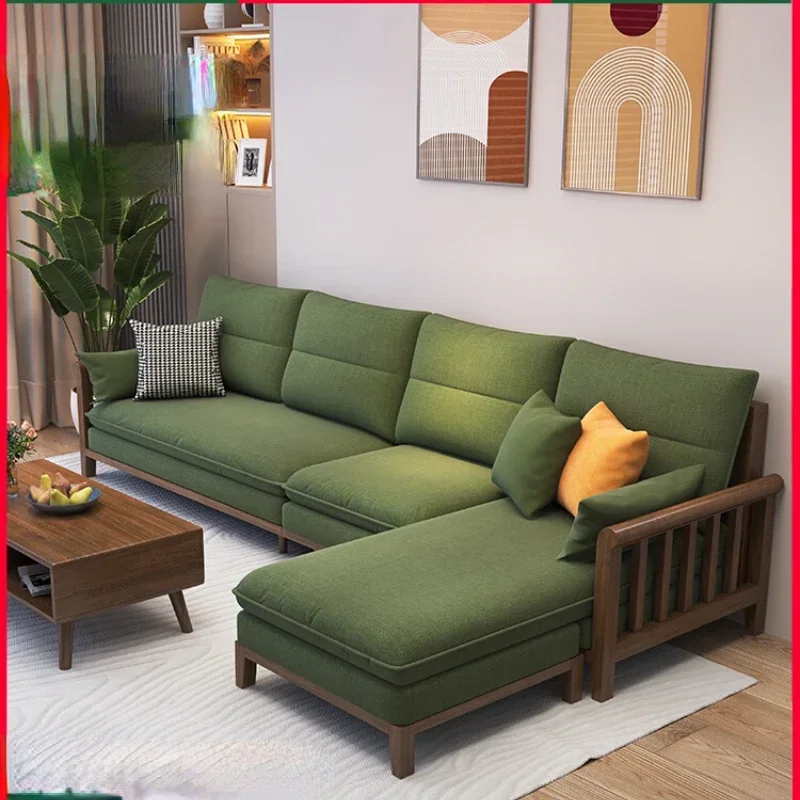 Push-Pull Solid Wood Sofa Living Room New Wooden