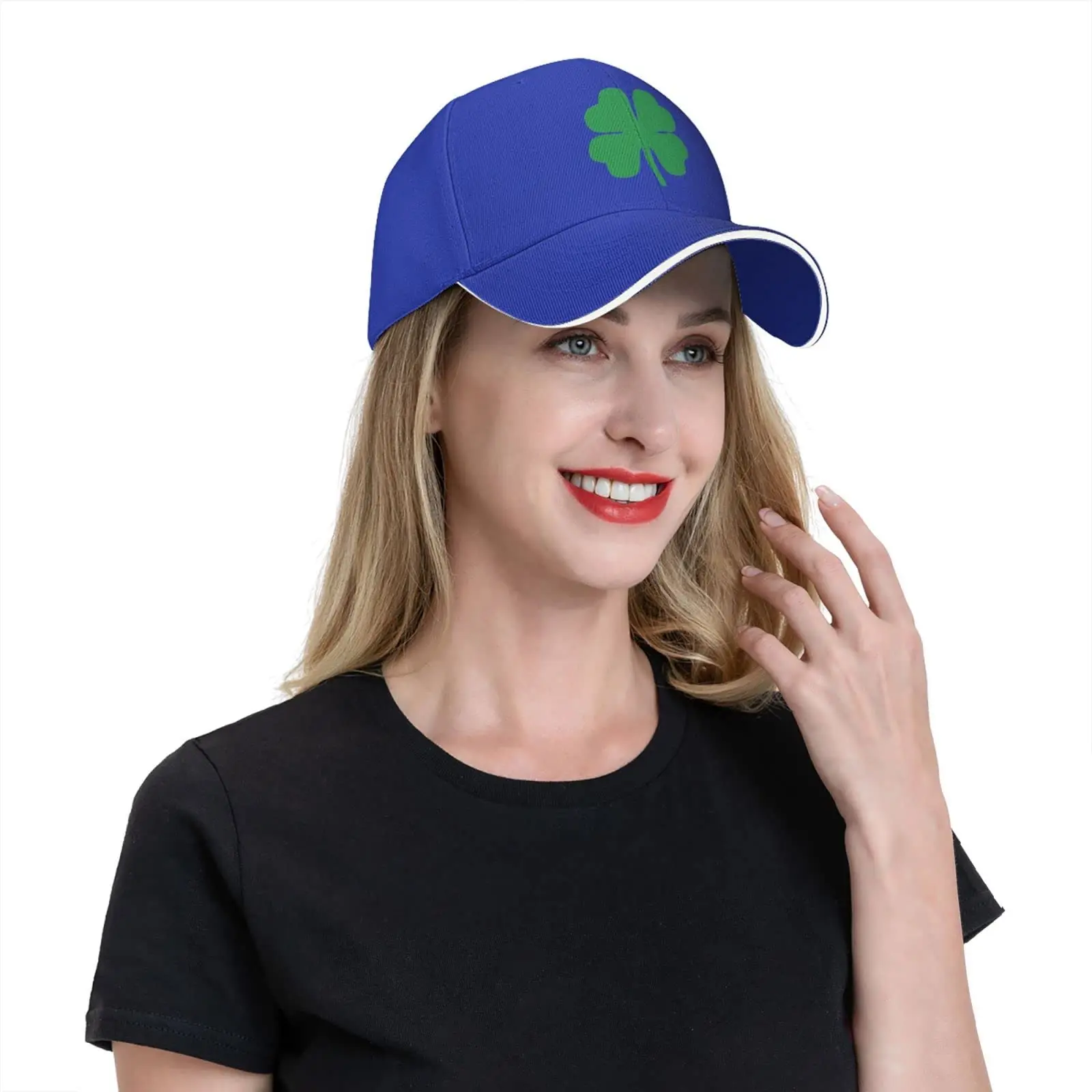 Green 4 Leaf Clover Baseball Cap Men Women - Duck Tongue Classic Sandwich Hat