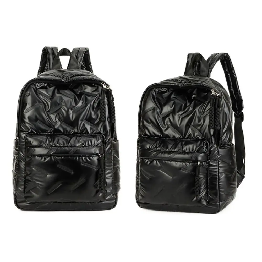Solid Color Space Cotton Backpack Nylon Cloud Bubble Shoulder Bag Adjustable Shoulder Strap Large Capacity Student Schoolbag