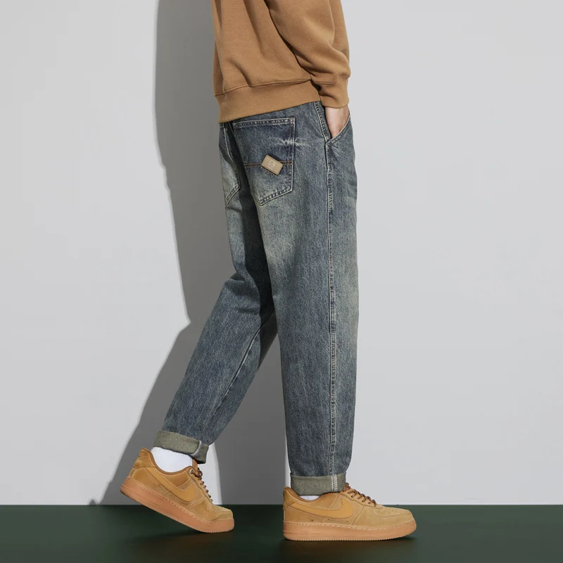 

Harem Jeans Men Pants Loose Fit Tapered Male Denim Pants Fashion Pockets Patchwork Mens clothing Men's Trousers Streetwear
