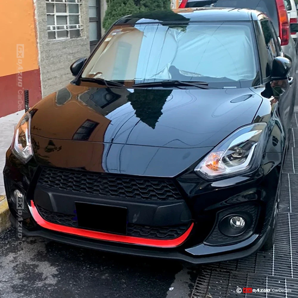 For Suzuki Swift Sport Carbon Black Front Lip Stripes Decor Grille Auto Racing Styling Vinyl Decal Body DIY Wrap Car Accessories