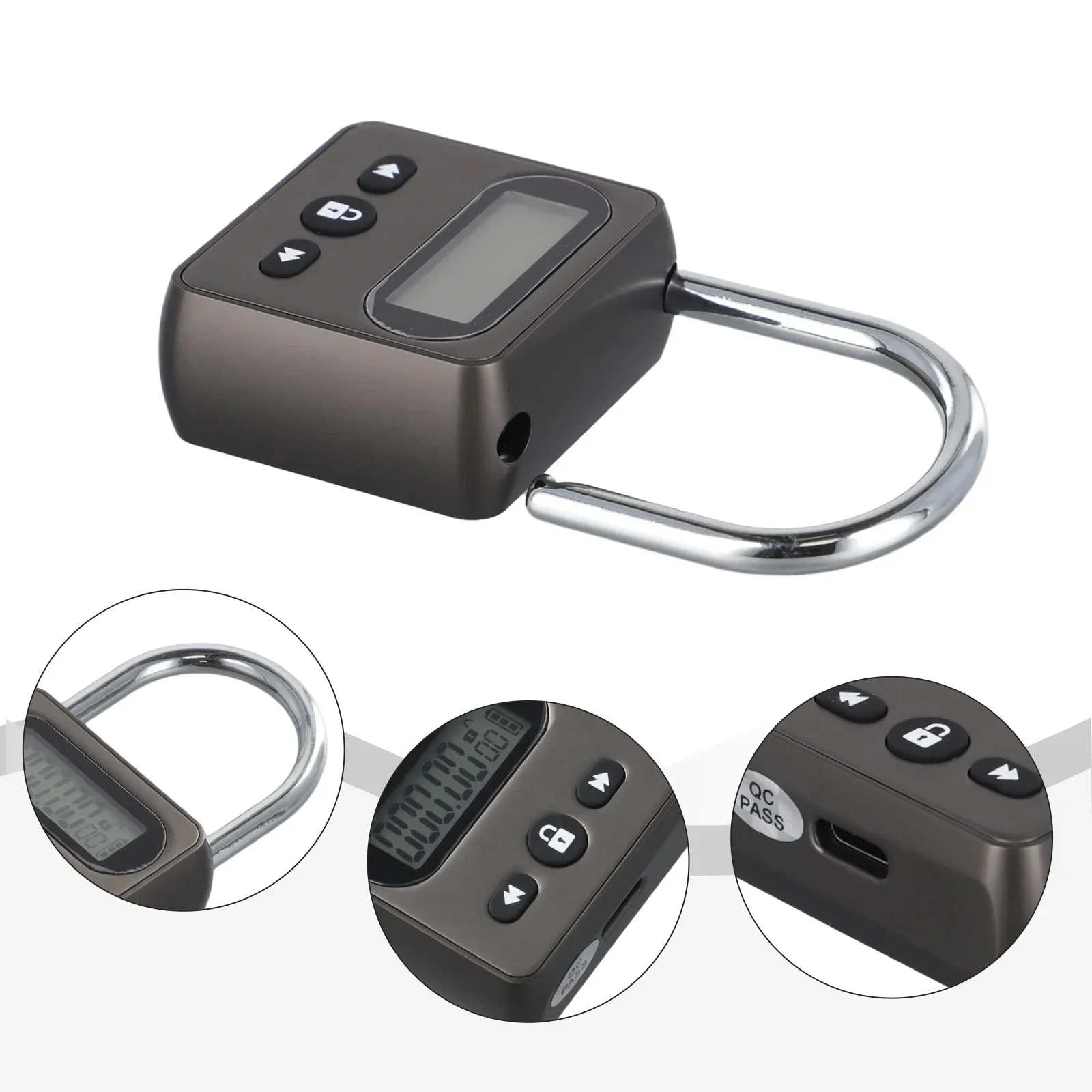 1pc Metal Timer Lock LCD Display Multi Function Household Safety Electronic Timing Padlock Timer Switch Automatic Unlock