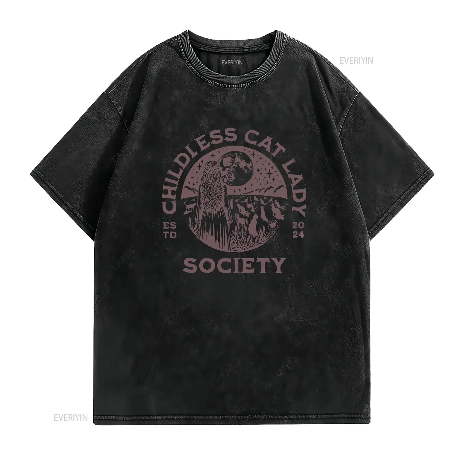 Childless Cat Lady Society T Shirt Ladies Feminist Election Voting Womens Rights Oversize vintage Washed Comfortable Stylish