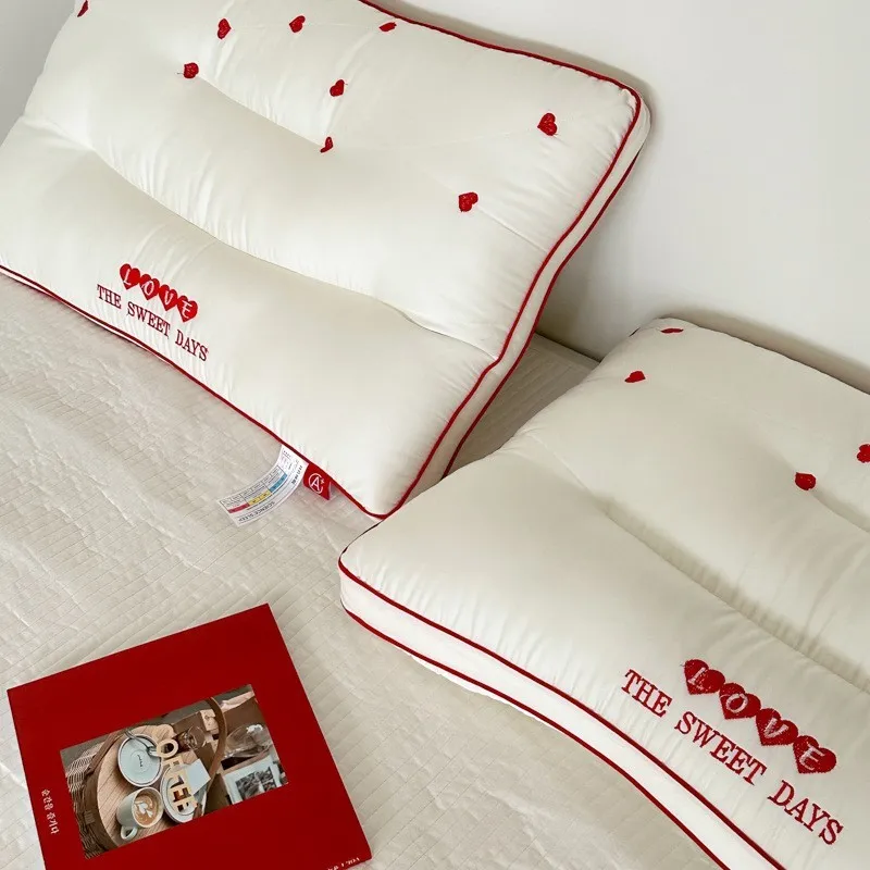 Wedding Celebration Red Pillow Core Neck Support Adult Couple Pillow Breathable Design Hard Support Portable U-Shaped Pillow