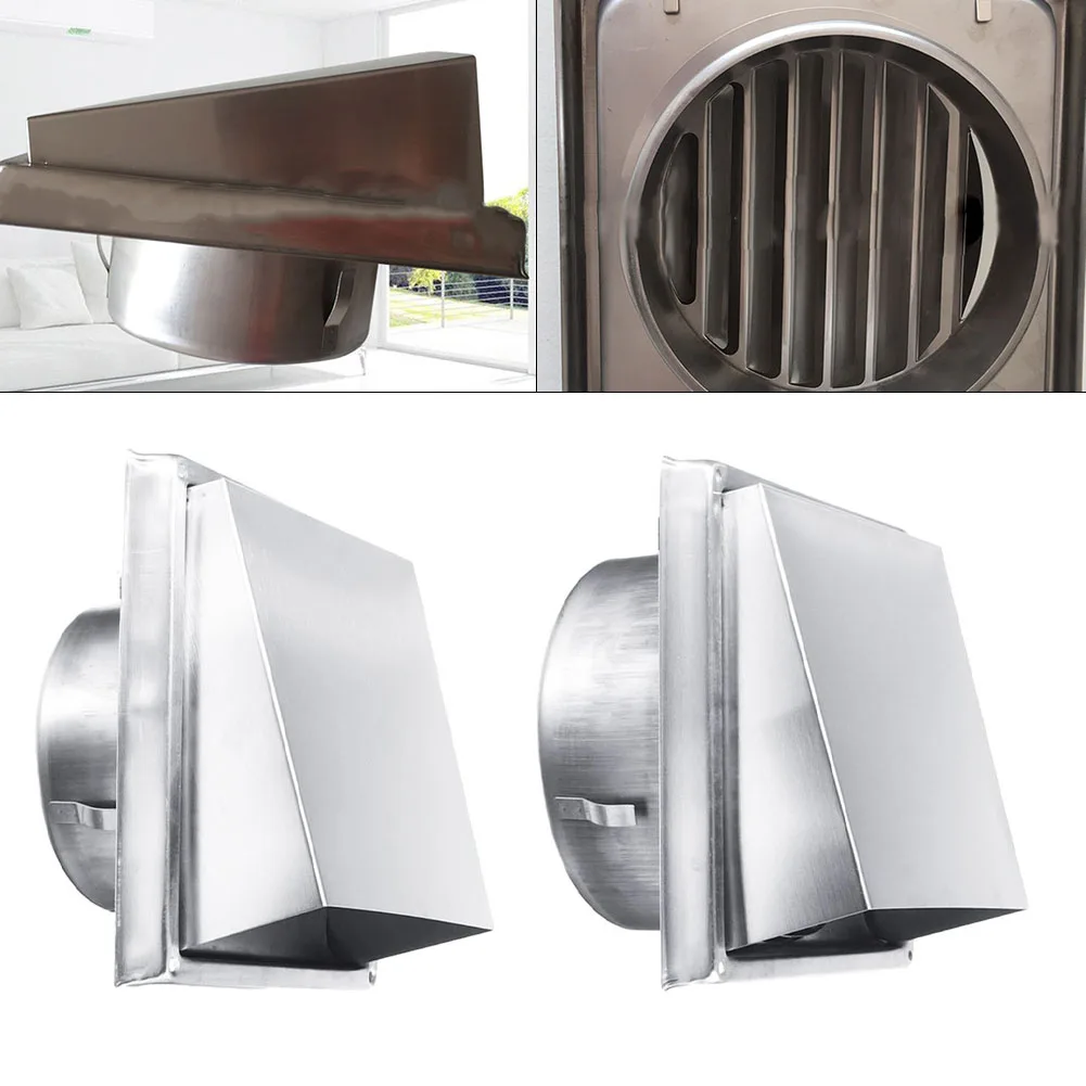 Wall Air Vent Outlet 304 Stainless Steel Metal Cover Exhaust Grille125 150mm Outlet Heating Cooling Waterproof Vent Cap