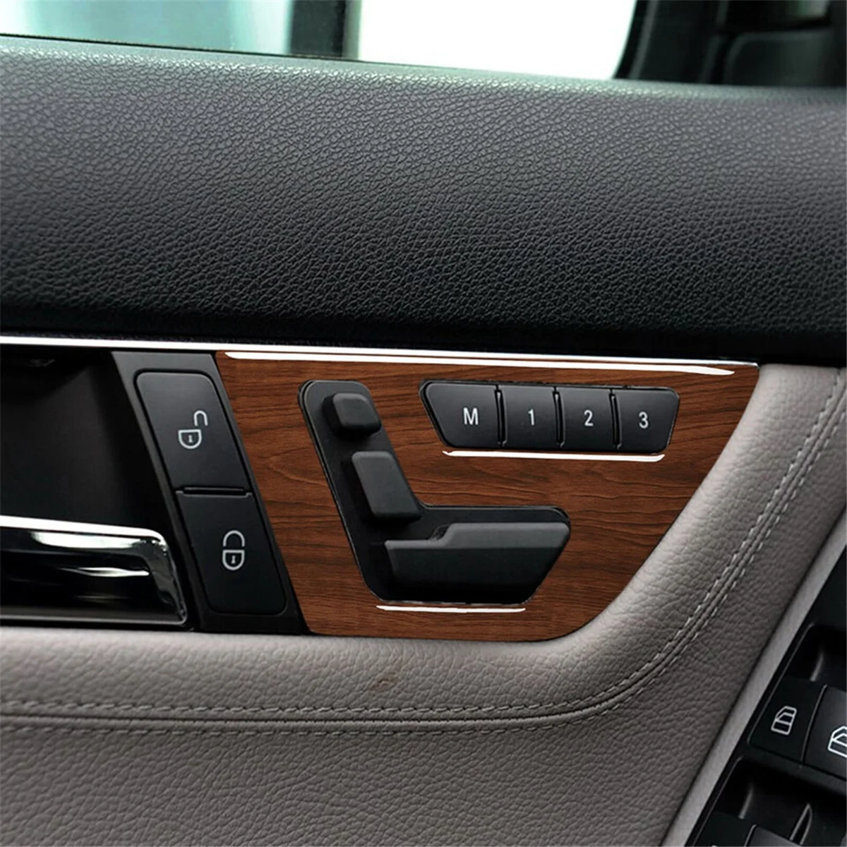 Trending Car Inner Door Seat Adjustment Switch Cover Trim Wood Grain for - C Class W204 2007-2013