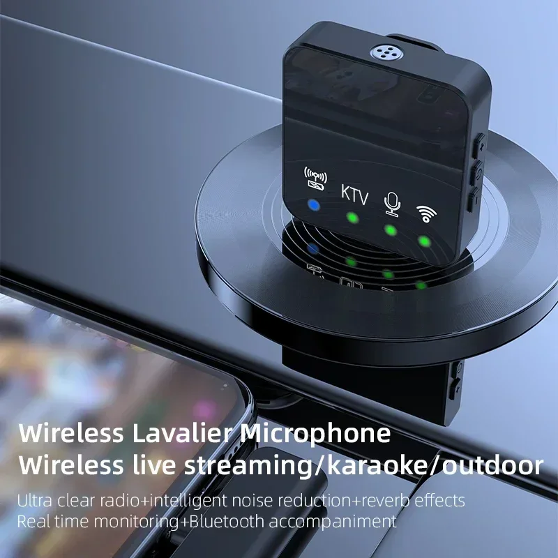 

Mini Mic for iPhone Android Phone Outdoor Live Broadcast K Song Mic Wireless Lavalier Microphone Portable Audio Video Recording