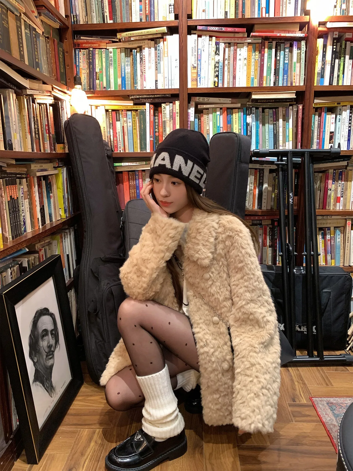 

Hhi Korean Sle Women's Winter Coat Fur Outerwear Eco-friendly Leather And Fur Inteated Versatile Fluffy Jaet