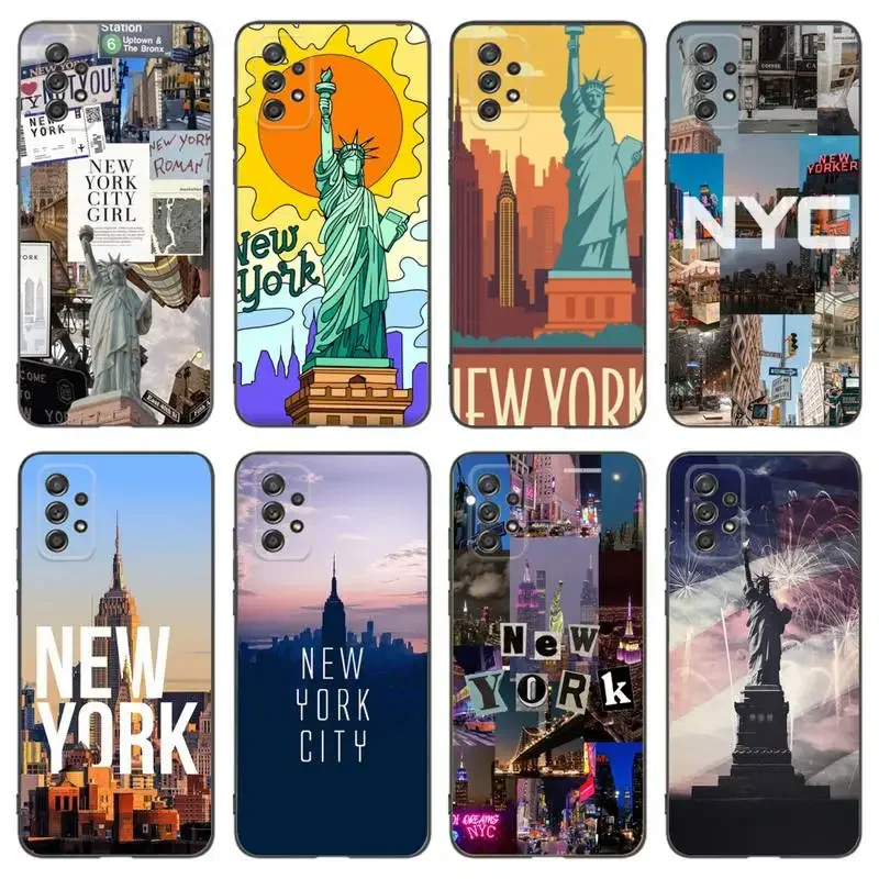 NEW YORK Statue Of Liberty Phone Case For Samsung A91 80 70 53 42 32 30 20 A50 30S 50S 21S 20S A20E Black Case