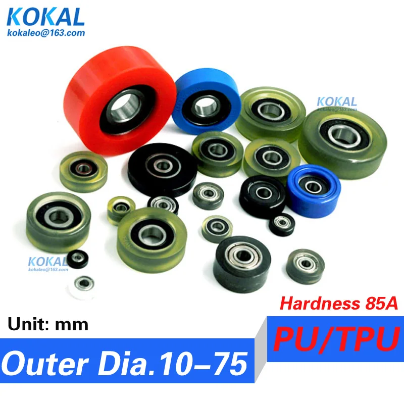 [PU]High quality all kinds Polyurethane TPU PU ball 626 bearing money count machine drawer rubber PU wheel roller pulley 12-40mm