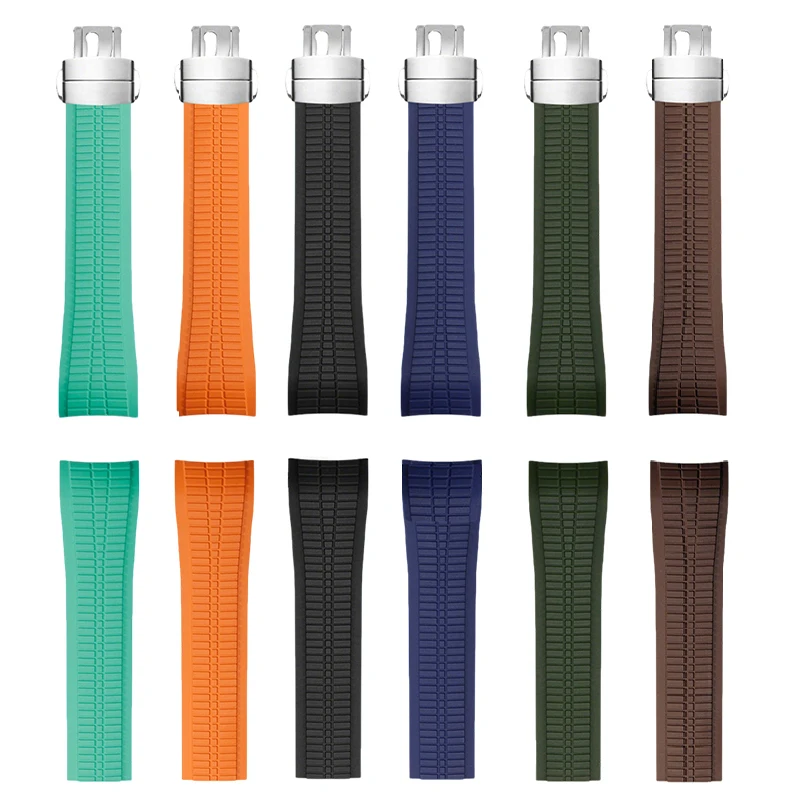 21 مللي متر منحني نهاية FKM سوار ل باتيك فيليب 5167 FKM حزام PP AQUANUT 5164 فيتون حزام الأزرق البني الزيتون الأخضر للطي مشبك