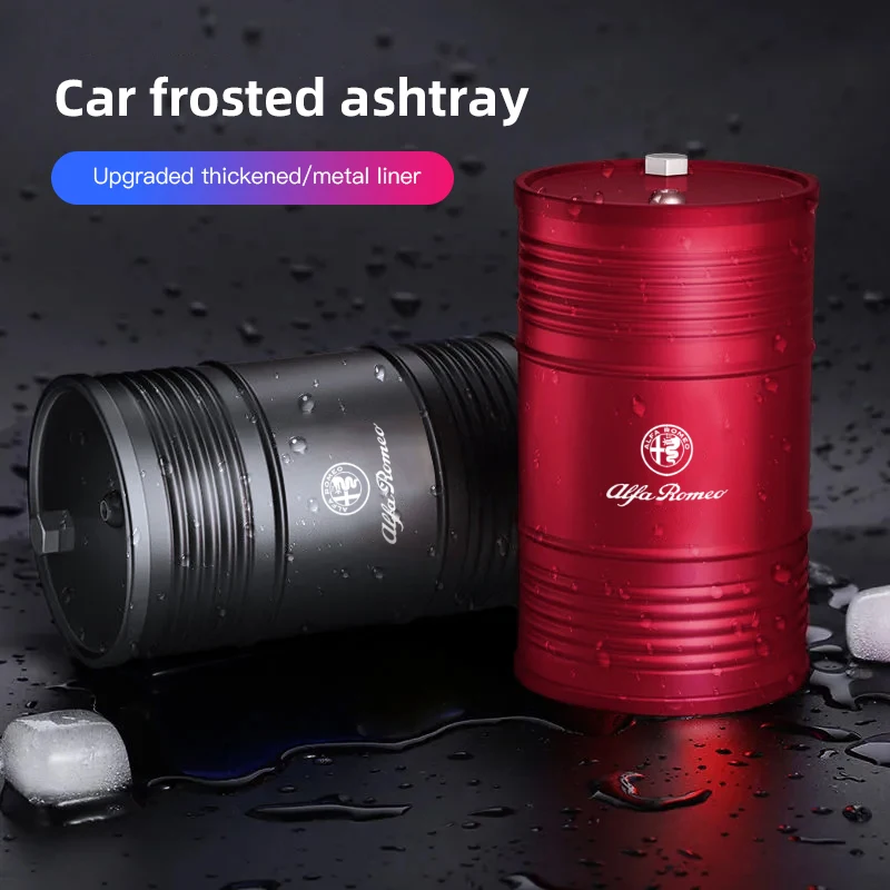 

Oil Drum Styling Car Ashtray Aluminum Cigarette Butt Box For Alfa Romeo 156 159 147 4C 8C 166 Giulia Giulietta Mito Stelvio