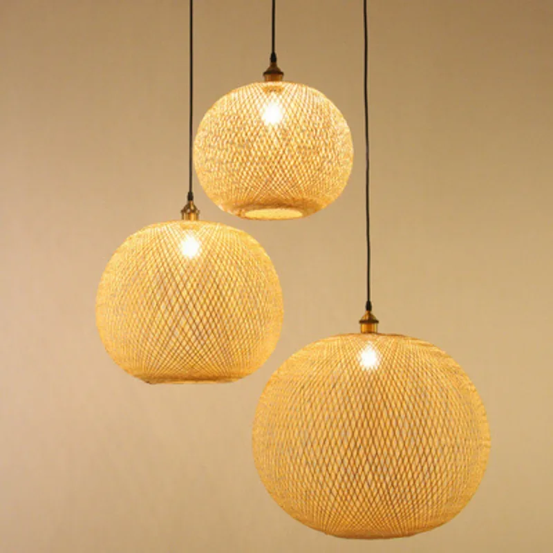 

Southeast Asian Chandelier Creative Bamboo Woven Lamp Tea Room Staircase Round Ball Light Zen Homestay Restaurant Lighting Decor