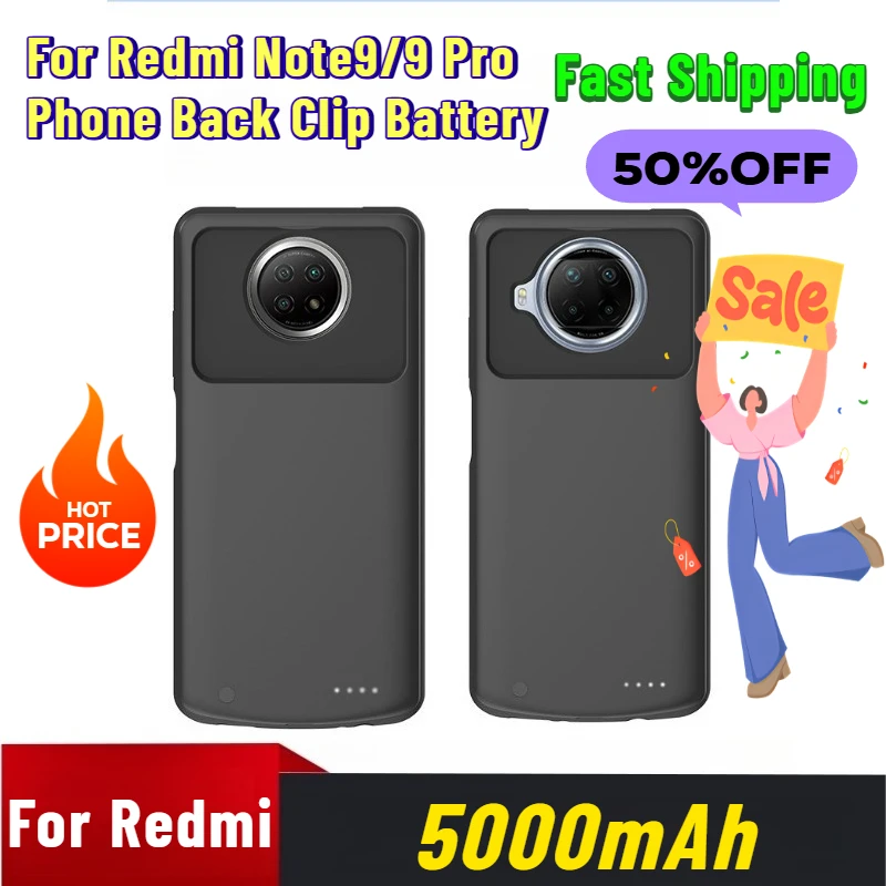

5000mAh for Redmi Note9/9 Pro Phone Back Clip Battery Wireless Fast Charging Power Bank Mobile Power Case