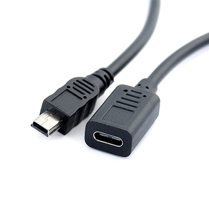 Mini USB Male to Type-c Female Charge Data Adapter Cable Cord