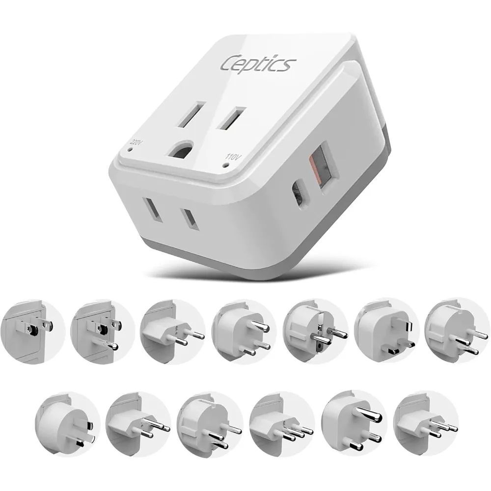 

Universal Travel Plug Adapter Kit, 20W PD & QC Charging, Dual USB and USB-C 3.1A Ports - Compact Design for Euro and USA Outlets
