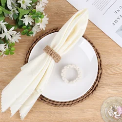 4pcs Plain Hand-woven Linen Grass Napkin Ring,Straw Ring,Western Restaurant Napkin Buckle,Home Decoration,Christmas Decorations