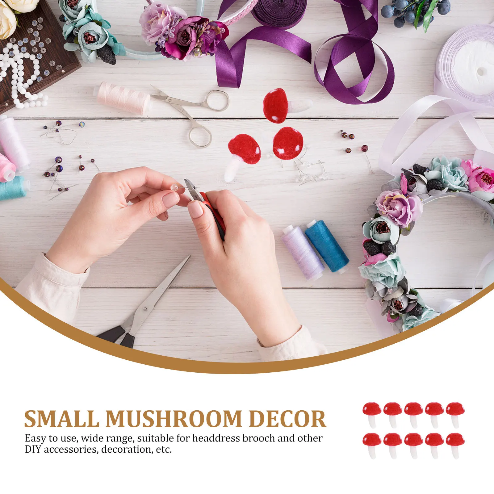 

10Pcs DIY Mushroom Adorn Craft Accessory Lightweight Compact Home Decor Small Mini Mushroom Craft Accessory Small Ornament