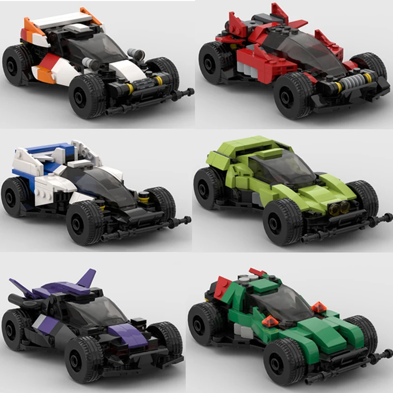 MOC Dash Warriors 4WD Building Blocks Emperor Dancing Doll Shooting Star Cannon Ball Burning Sun Racing Car Bricks Toys Boy Gift