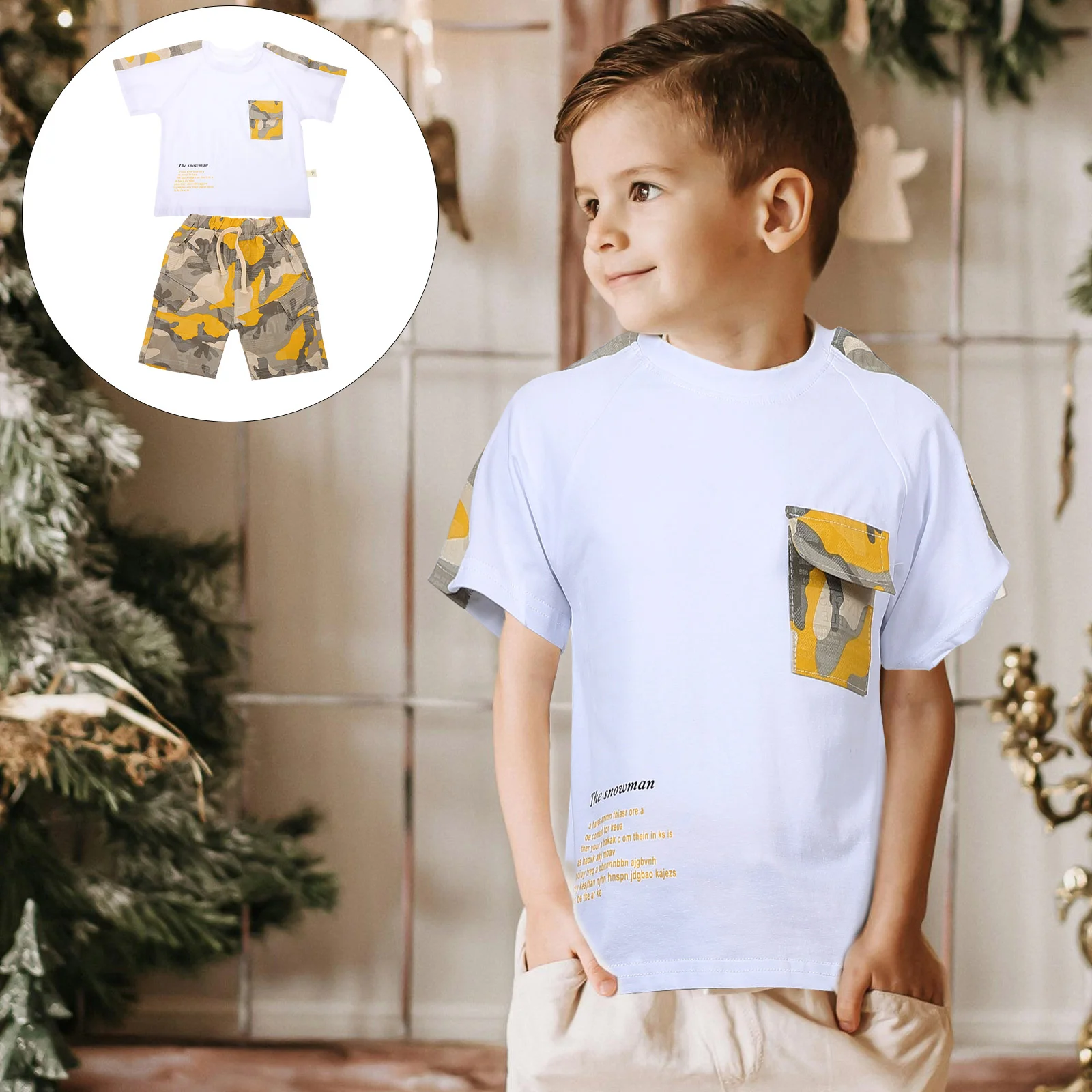 Boys Summer Suit Trouser T-shirt for Toddler Short Sleeve Pant Two Piece