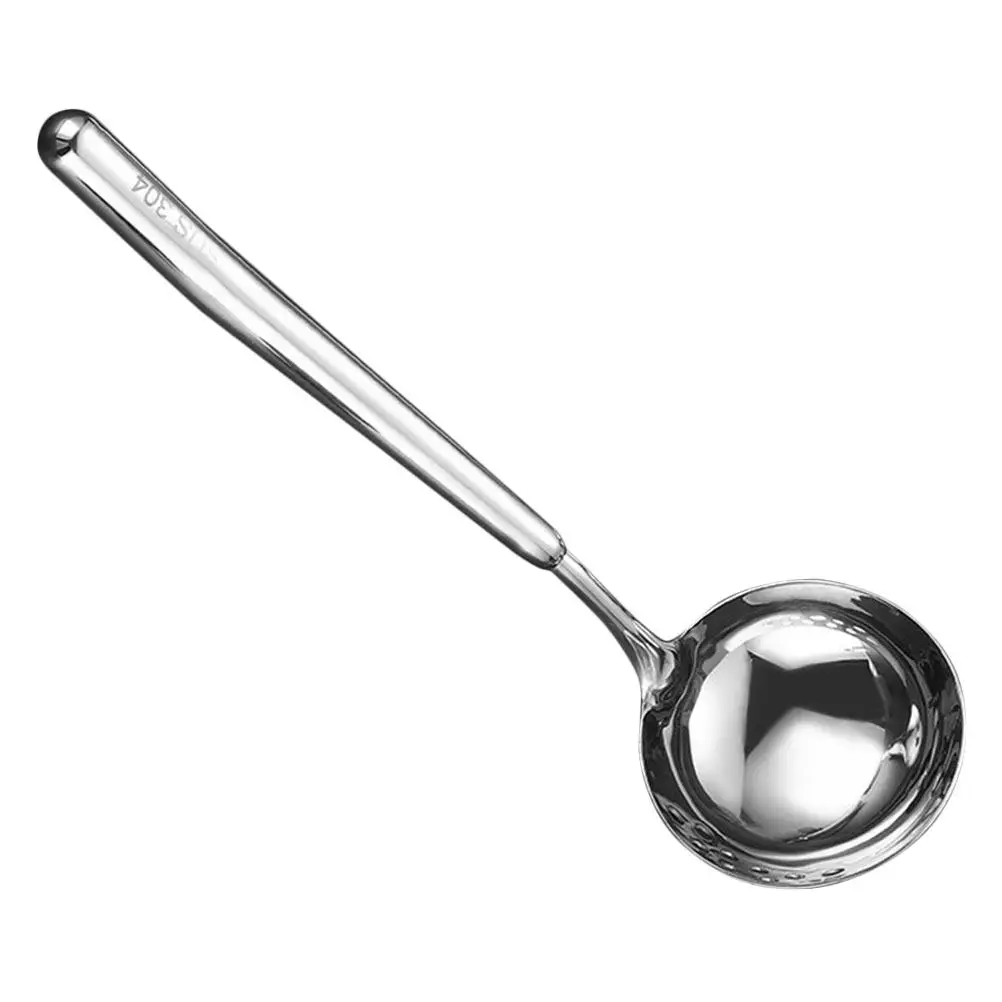 

304 Stainless Steel Soup Ladle Slotted Spoon 2 in 1 Long Handle Cooking Utensil for Hot Pot Stews Serving Kitchen Skimmer