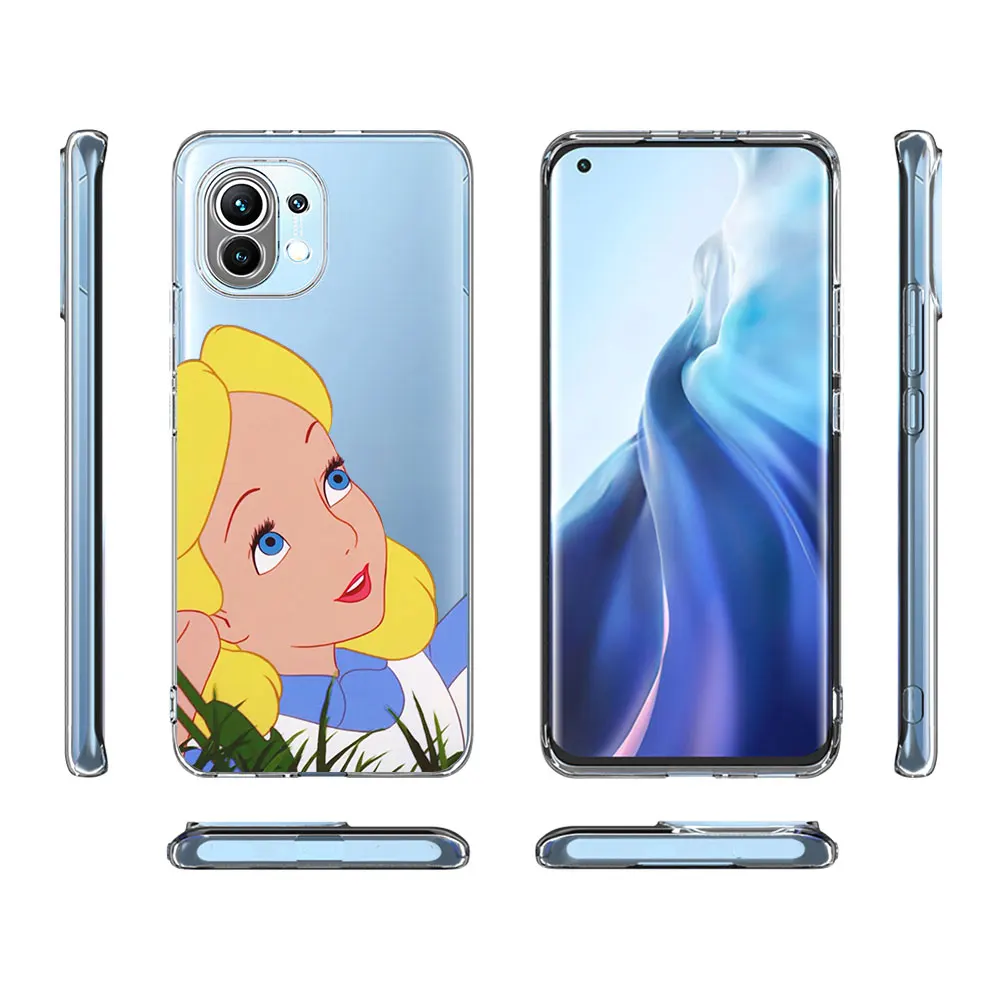 Alice Cute Disney Case for Xiaomi Mi 11T 12 12X 13 10T 12T 10 11 5X A1 A3 CC9E 9T Pro A2 9 CC9 11i 8 Lite TPU Soft Phone Cover