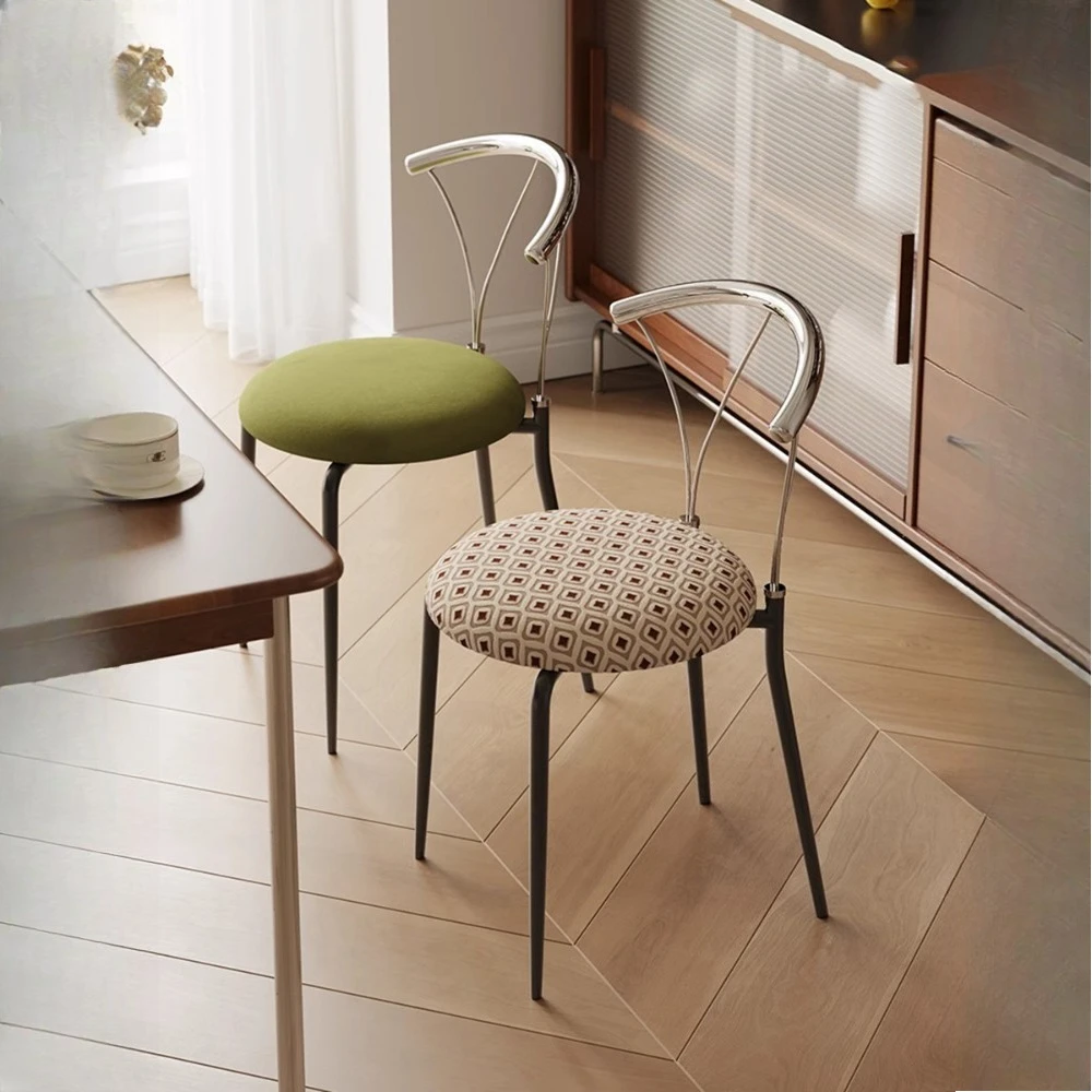 French Style Upholstered Dining Chair for Home Kitchen,Vintage Velvet Side Chair with Backrest,Designer Vanity Stool for Bedroom
