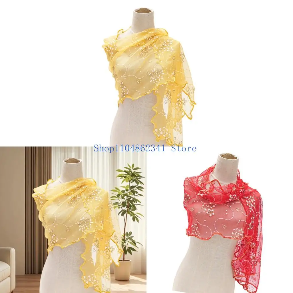 

5asd Luxury Floral Lace Scarf Lightweight Elegant Neck Wrap Accessory