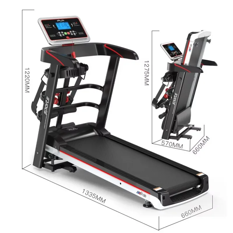 The New Home Treadmill Weight Loss Can Massage Electric Walker Full Folding Mini Fitness Equipment Exercise Machine Black Unisex