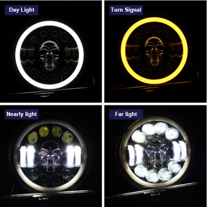 7 Inch Car Headlights Halo Angle Eyes Led Headlamp DRL Hi/Lo Beam For Jeep Wrangler Off Road Motorcycle Turn Light 65W LED