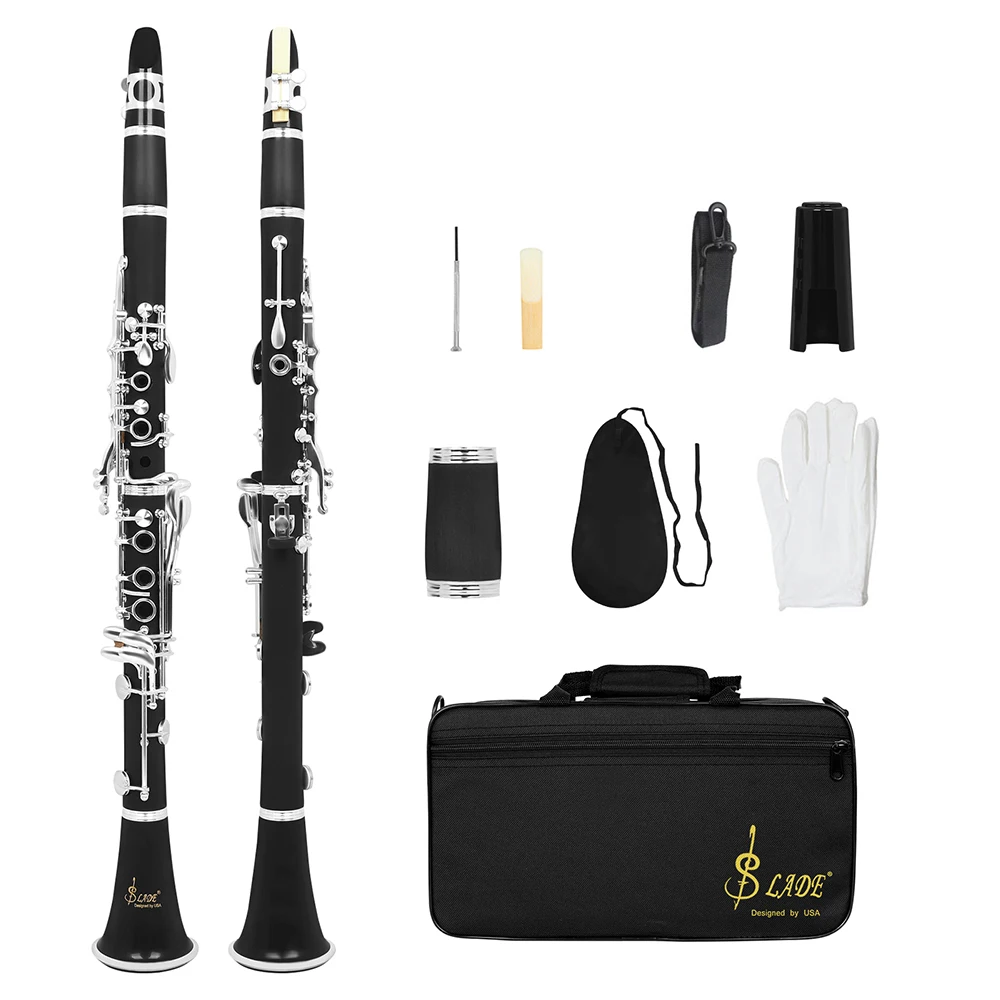 Slade Bb-Klarinette, 17 Klappen, Abs-Korpus, Professionelles Holzblasinstrument Mit Klarinettenkoffer, Handschuhen, Blättern, Ersatzteilen Und Zubehör S716C0D5C14B34Cc388988D8342E2890Bi