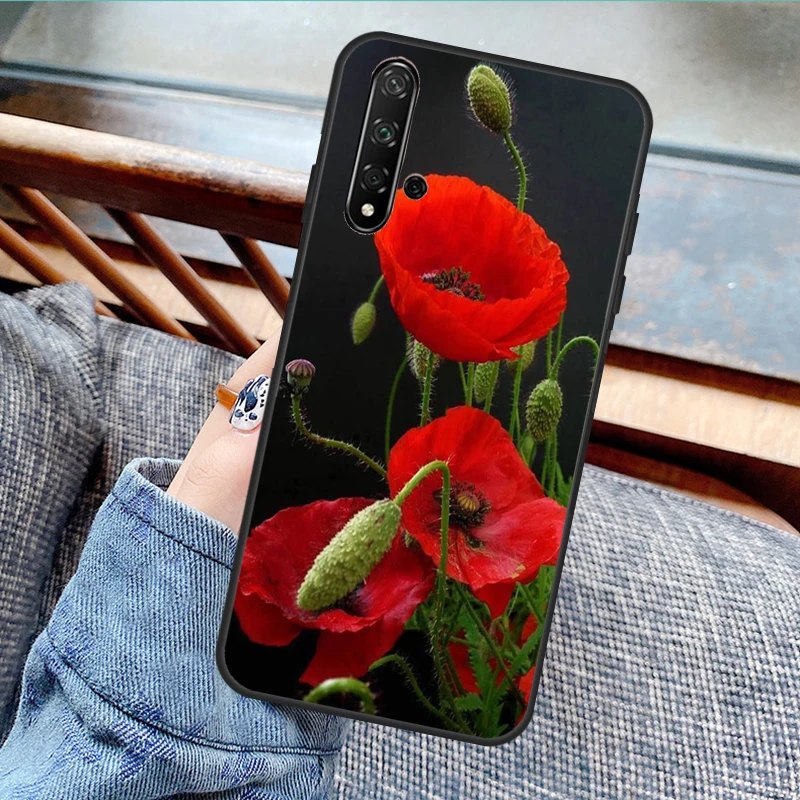 Red Corn Poppy Flower Case For Huawei Nova 5T 10 9 SE 7i 8i 11i Y60 Y61 Y70 Y90 P20 P40 P30 Lite P60 Pro P Smart