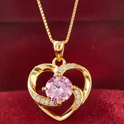 Gold Plated 1CT Moissanite Pendant Necklace For Women Classic Heart Pendant Wedding Jewelry 925 Sterling Silver GRA Moissanite