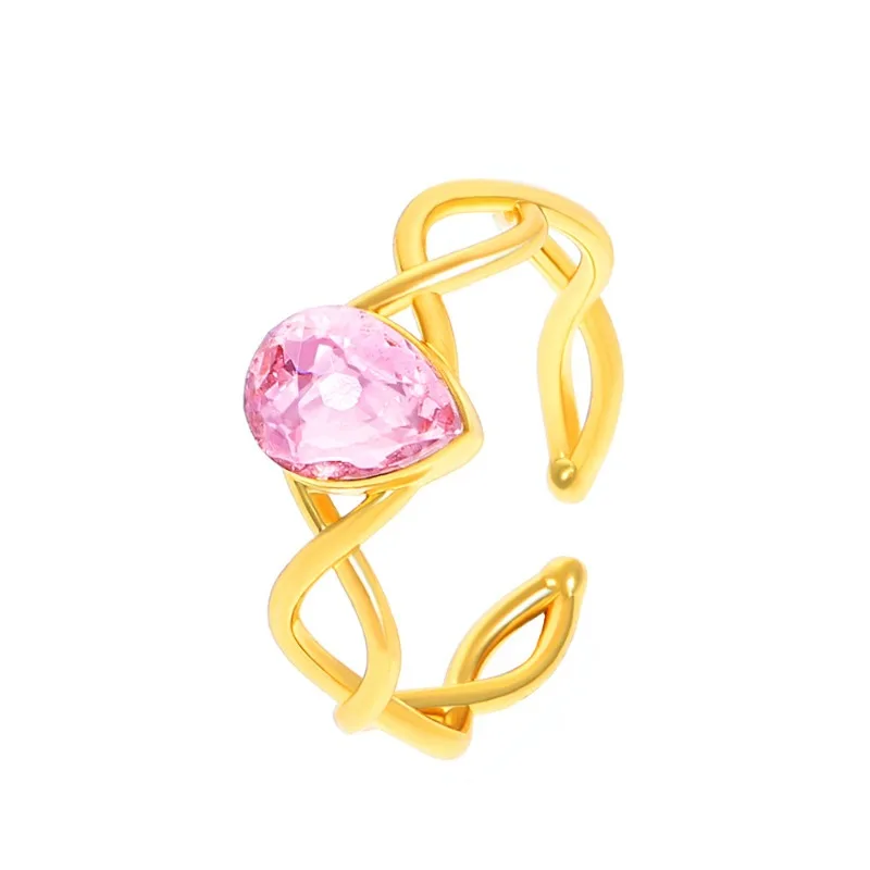 Anillo de cristal rosa de princesa, anillo del lago de los cisnes para mujer y niña, accesorios de joyería para fiesta y boda, anillos ajustables de circón de regalo