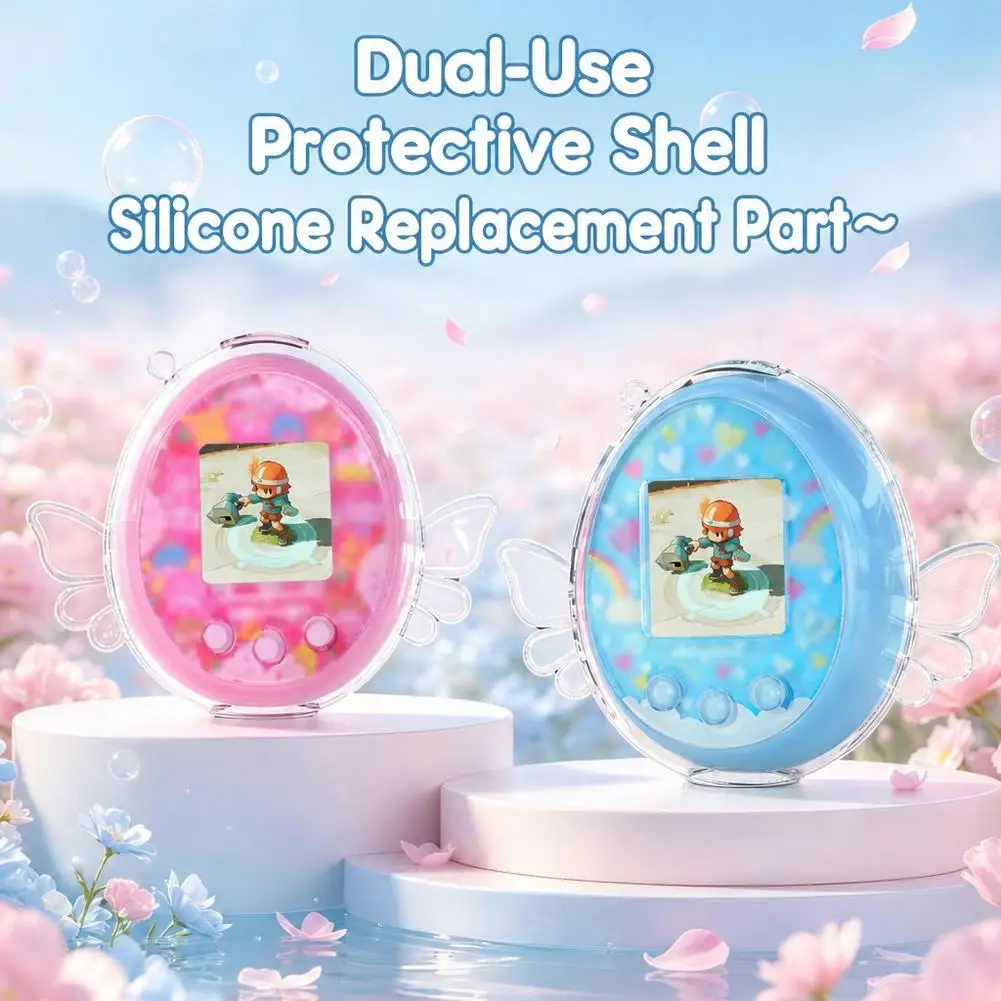 Pour la coque de protection transparente à paillettes Tamagotchi Meets, coque antichoc enveloppante intégrale, coque de protection en silicone pour jeu d'animaux électroniques.
