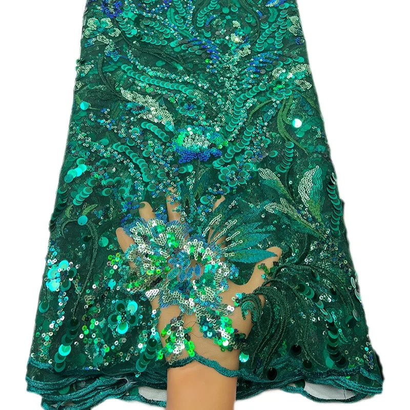 نسيج شبكي فرنسي عالي الجودة، فستان قماش مطرز بالترتر على شكل ذيل فينيكس أفريقي عصري ورائع