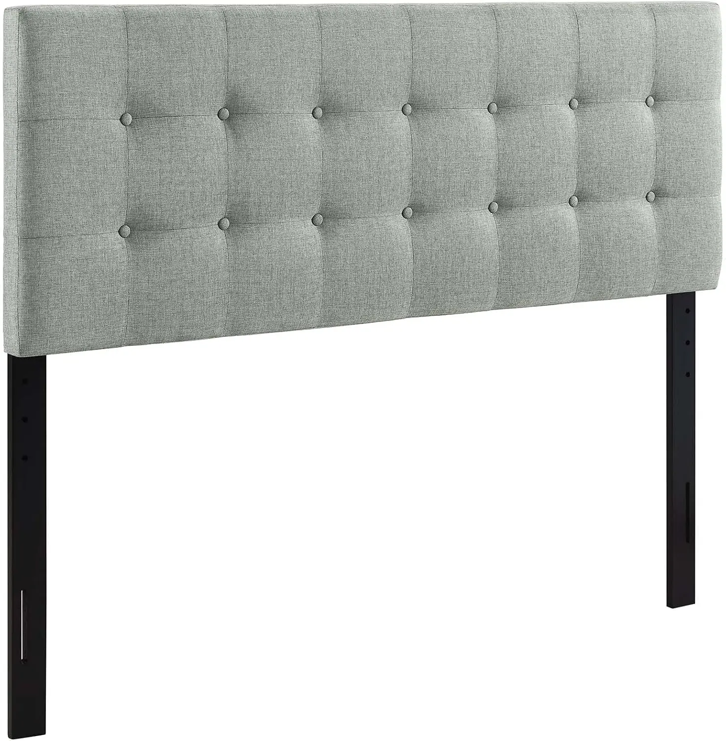 Emily Tufted Button Linen Fabric Upholstered Full Headboard in Gray