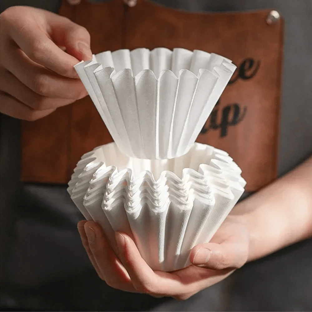 Papel de filtro de café para 1-4 personas, 50 Uds./100 Uds., papel de filtro de café hecho a mano tipo goteo para pastel, taza de filtro de café Barista Origami