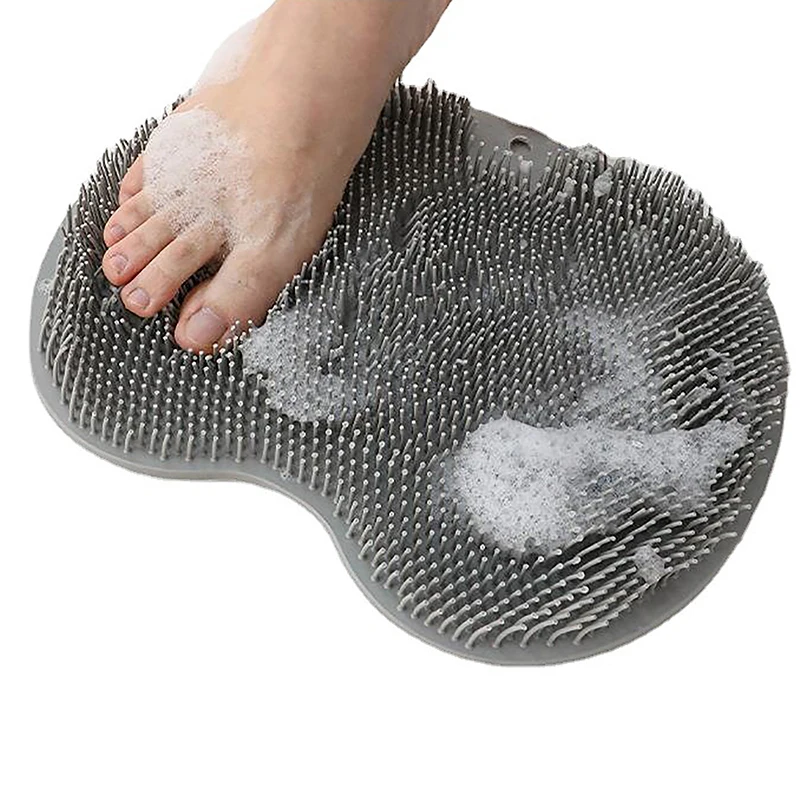 Rub Back Brush Bathroom Non-slip Wash Foot Pad Massage Shower Mat with Sucker Bath Massage Foot Exfoliating Brush Bathing Tool