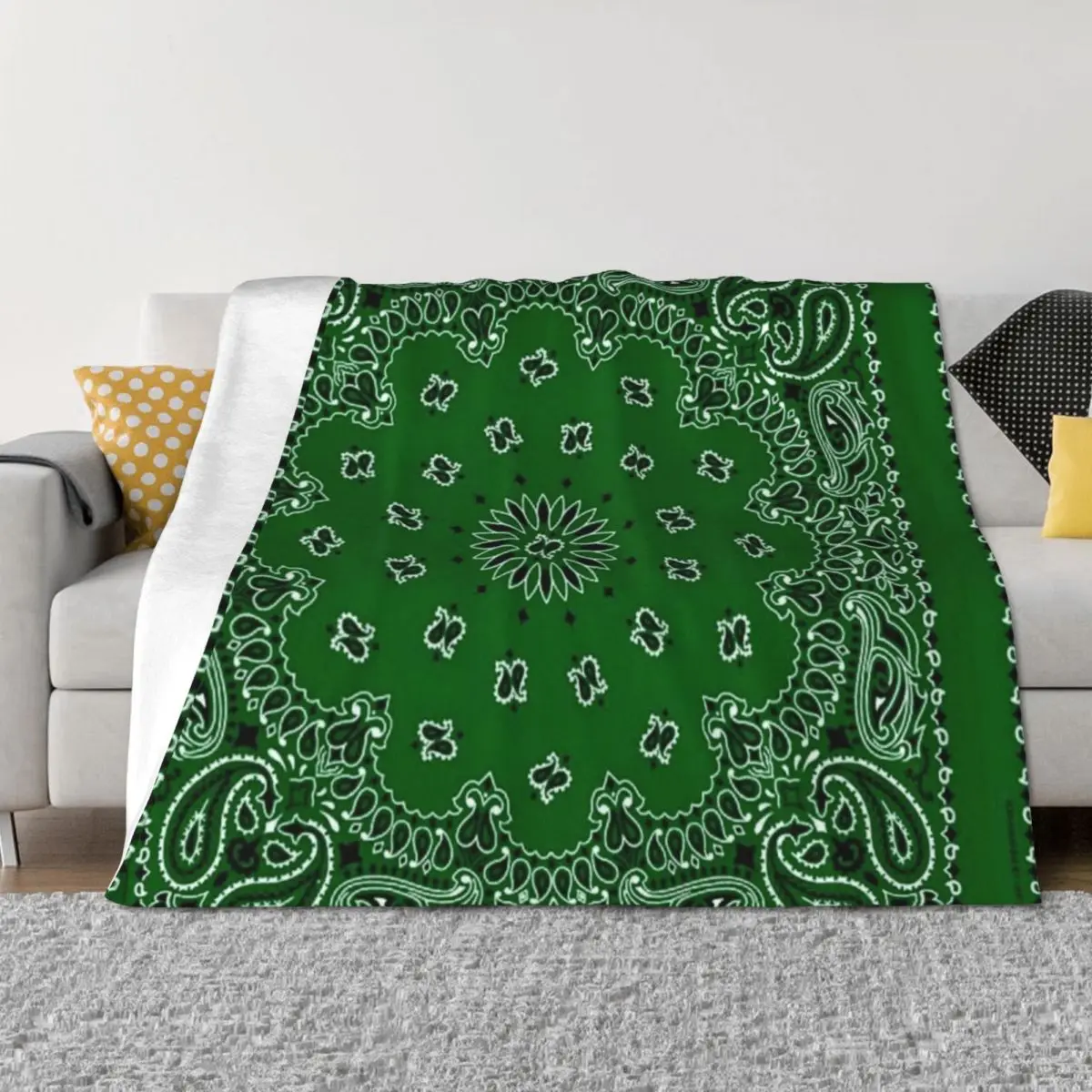 

Green bandana Throw Blanket Plaid Large Sofa Bed Fashionable Blankets