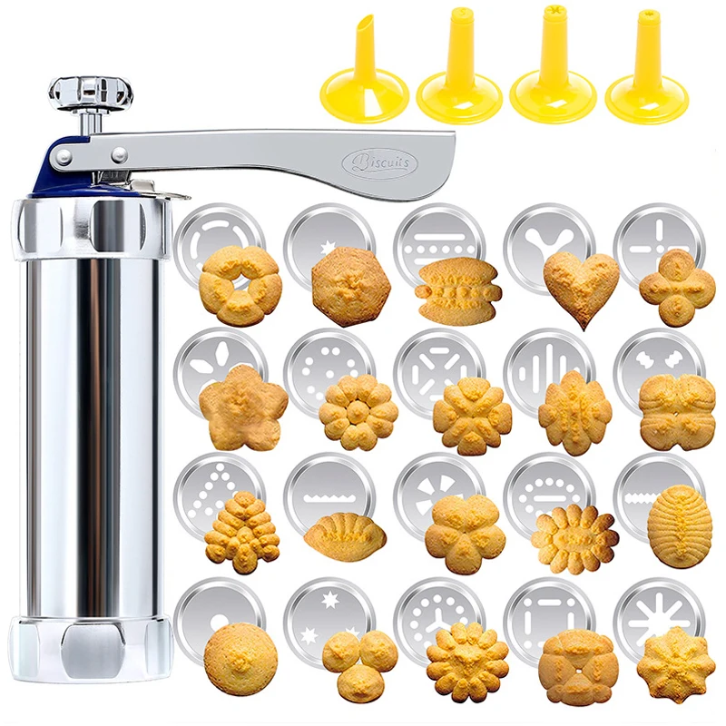 Cookie Press Stainless Steel Biscuit Maker Machine Mold Cream Cake Flower Decorative Gun Kitchen Pastry Syringe Baking Tools