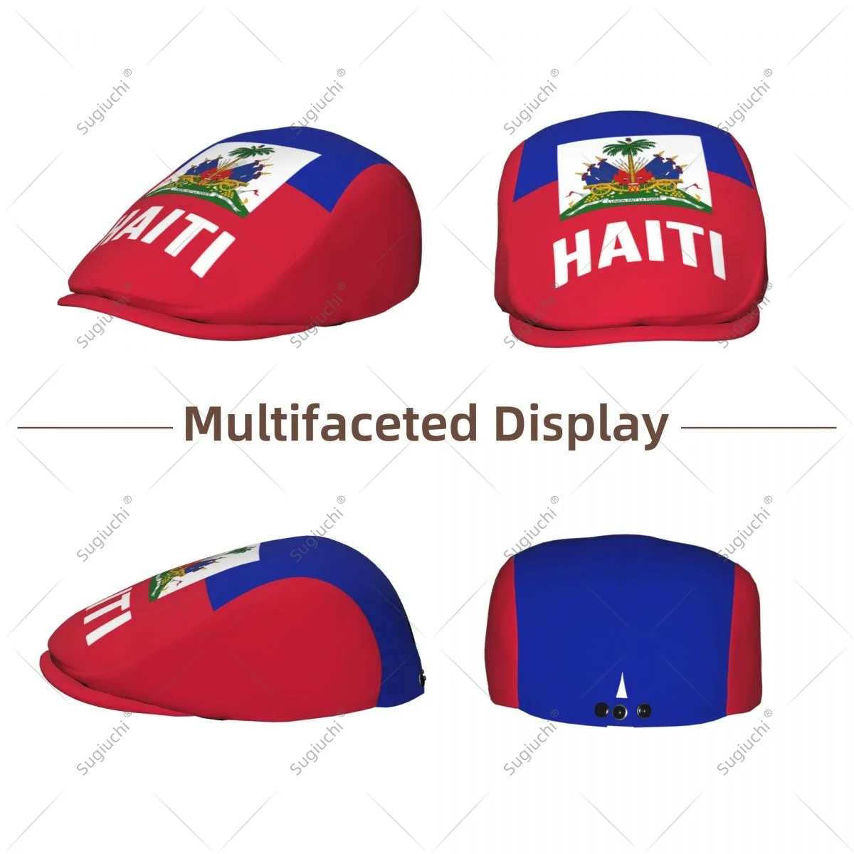 Forward cap Haiti Flag Men Women Flat Newsboy Driving Hat Cap Short Brim for Driving Daily visors hat
