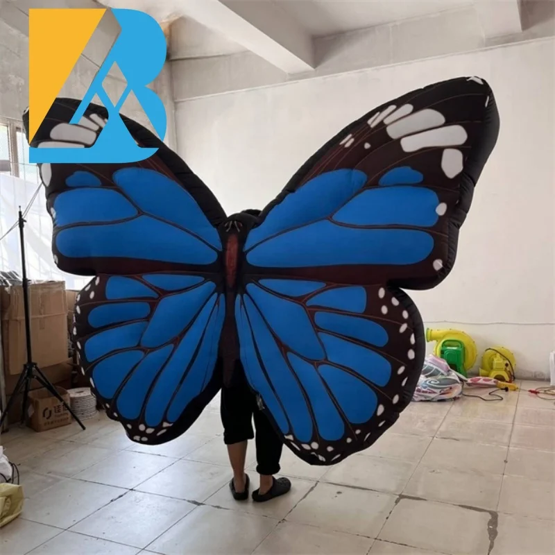 Customized Blue Giant Inflatable Butterfly Costume for Parade Events Toys