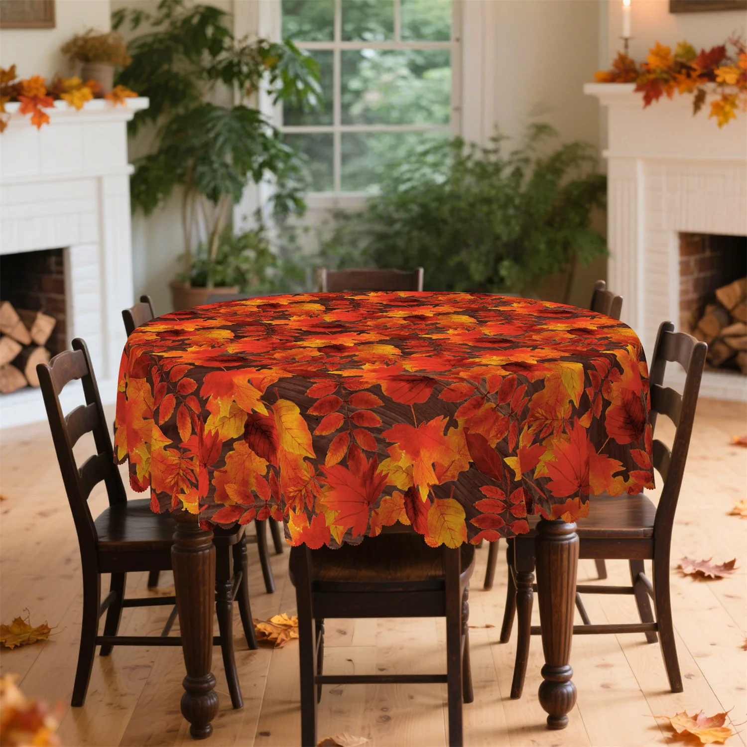 Wood-grain maple leaf tablecloth - Suitable for rectangular and round tables, washable