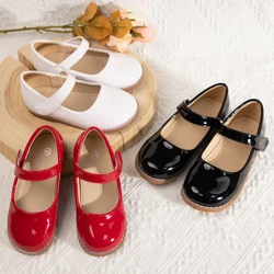KIDSUN Black Fashion Children's Shoes Girl Formal Buckle Rubber Sole Leather Princess Dress Shoes Classic Size 21-32