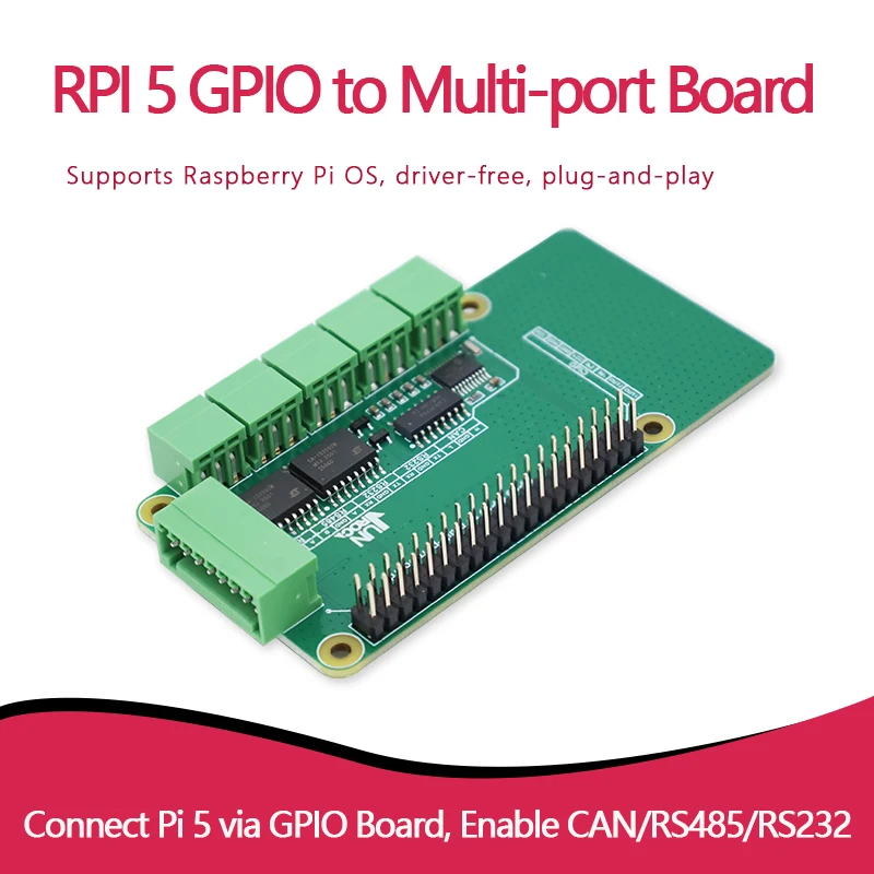 raspberry-pi-gpio-マルチポートボード、raspberry-pi-os対応、ドライバー不要、プラグアンドプレイ、can-rs485-rs232対応