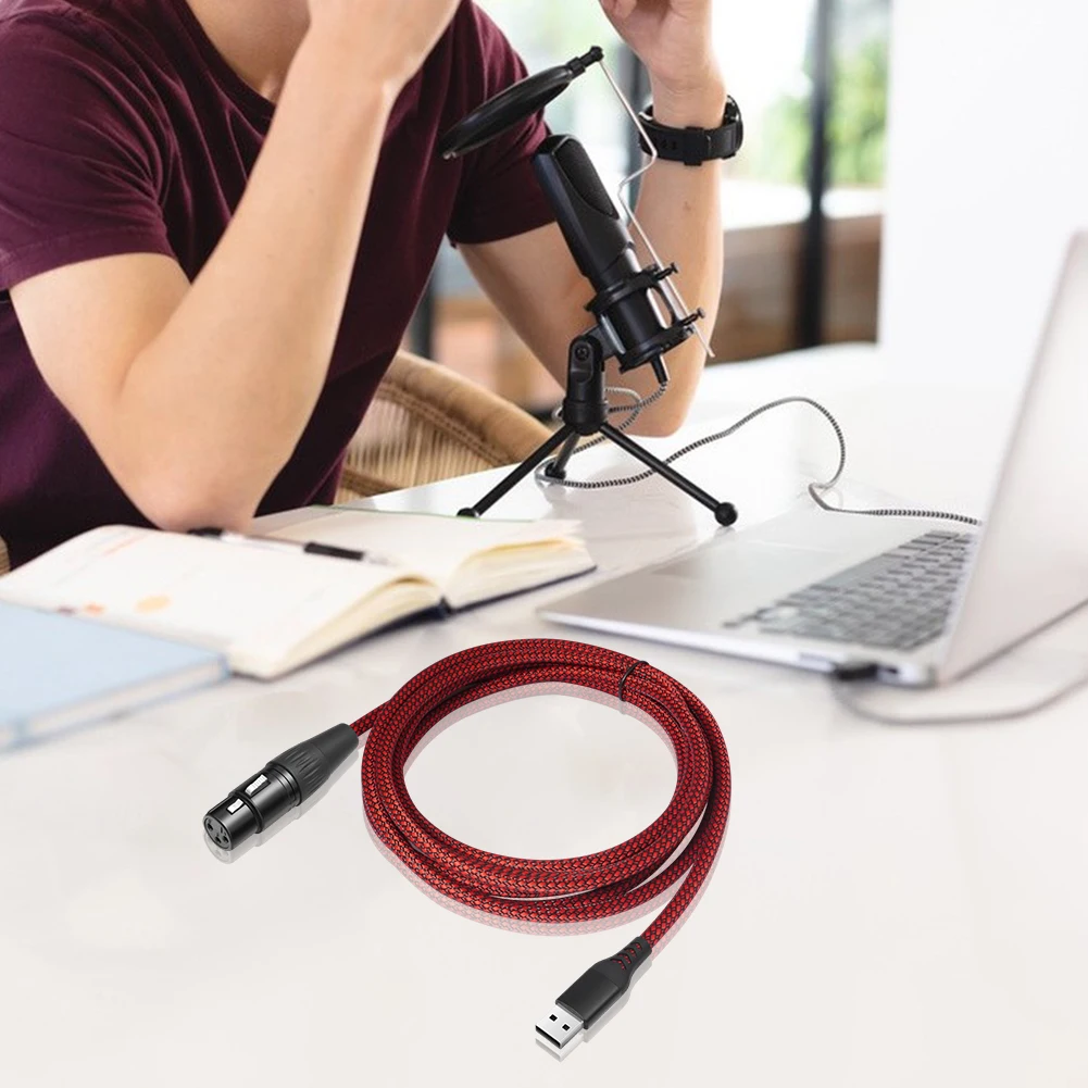 USB Microphone Cable USB Male To XLR Female Mic Link Converter Cable (2M)