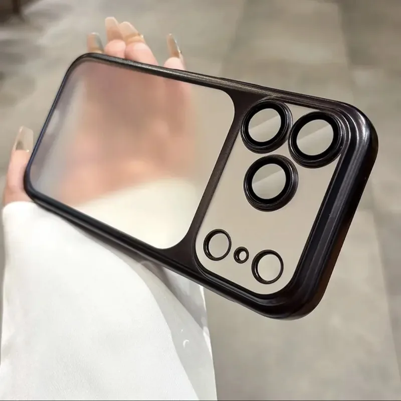 Luxuriöse Nano-Matt-Transluzente Hülle für iPhone 18 17 16 Plus 15 14 13 Pro Max mit Linsenschutz und Matter Rückseite, Hartschale – Detail 5